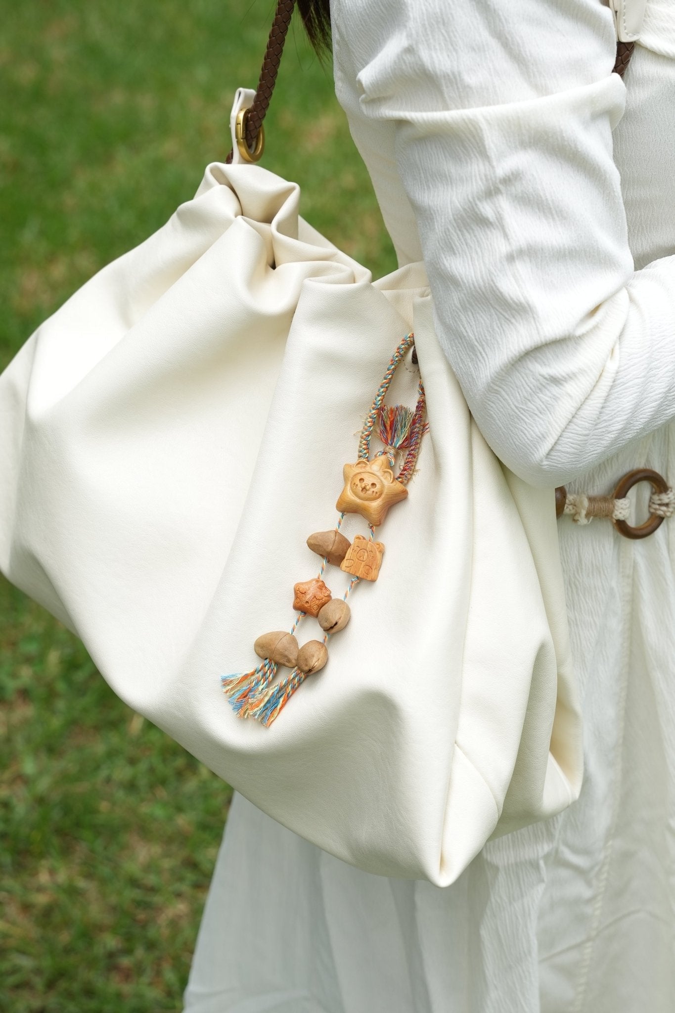 "The Happy Star" - Carved Wood Smiling Star & Toast Bag Charm